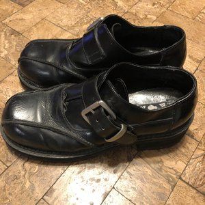 Mens Black Leather Monk Strap Buckled  Size 12